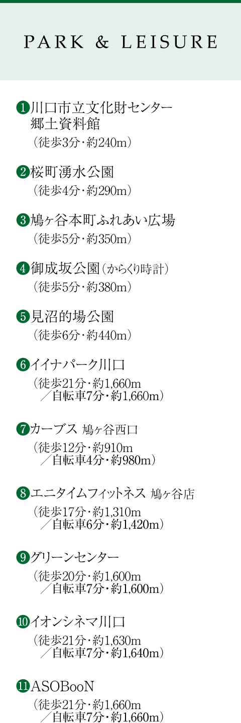 公園・文化・スポーツ施設 リスト